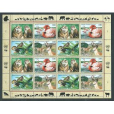 Naciones Unidas - Ginebra Correo 1998 Yvert 349/52 Hojitas ** Mnh Fauna