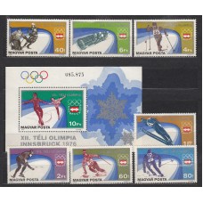 Hungria - Correo 1975 Yvert 2472/8+H.122 ** Mnh Olimpiadas de Insbruck