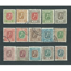 Islandia - Correo 1907 Yvert 47/61 */usado Mh/usado Frederich VIII