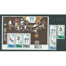 Malta - Correo 1978 Yvert 566/8+Hb 5 ** Mnh Fútbol