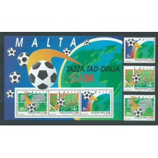 Malta - Correo 1994 Yvert 908/10+Hb 14 ** Mnh Fútbol