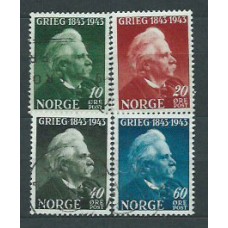 Noruega - Correo 1943 Yvert 249/52 usado Personaje Música