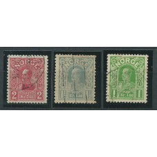 Noruega - Correo 1907 Yvert 63/5 usado Haakon VII