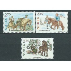 Noruega - Correo 1987 Yvert 937/9 ** Mnh Fauna. Caballos