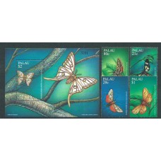 Palau - Correo 2001 Yvert 1658/61+H 129 ** Mnh Fauna Mariposas