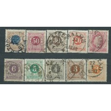 Suecia - Correo 1886-99 Yvert 29/38 usado Oscar II