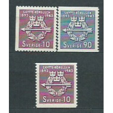 Suecia - Correo 1943 Yvert 301/2+301a * Mh