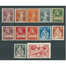 Suiza - Correo 1917 Yvert 157/67+164a * Mh