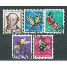 Suiza - Correo 1954 Yvert 553/7 usado Fauna mariposas