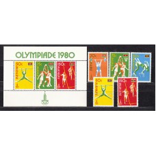 Surinam - Correo 1980 Yvert 791/5+H,30 ** Mnh Deportes. Olimpiadas de Moscu