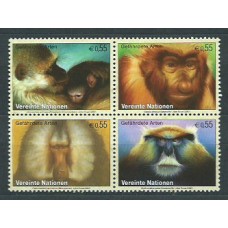 Naciones Unidas - Viena Correo 2007 Yvert 496/9 ** Mnh Fauna. Monos